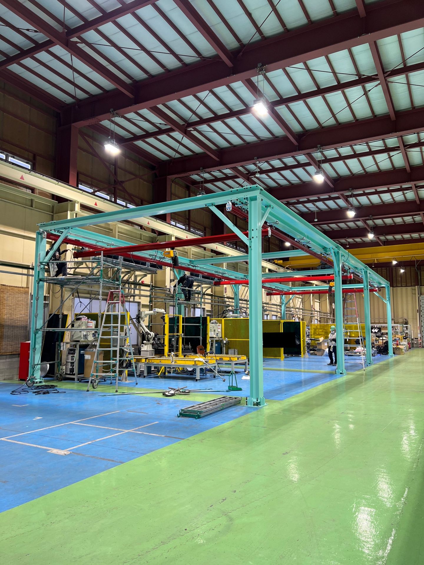 上空搬送システムヤグラ架台ホイスト設置工事